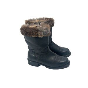 Martino Made in Canada Brown Leather Fur Trim Winter Boot Sz 10 Mid Calf